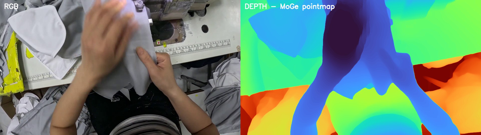 MoGe pointmap · z 0.91–3.22m